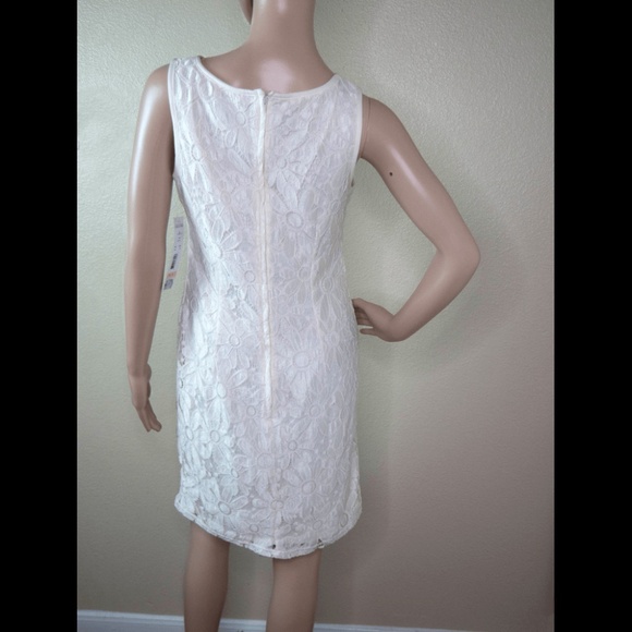 Karin Stevens Womens 10 Ivory Floral Lace Sleeveless Sheath Zip Back Dress NWT - Picture 3 of 9